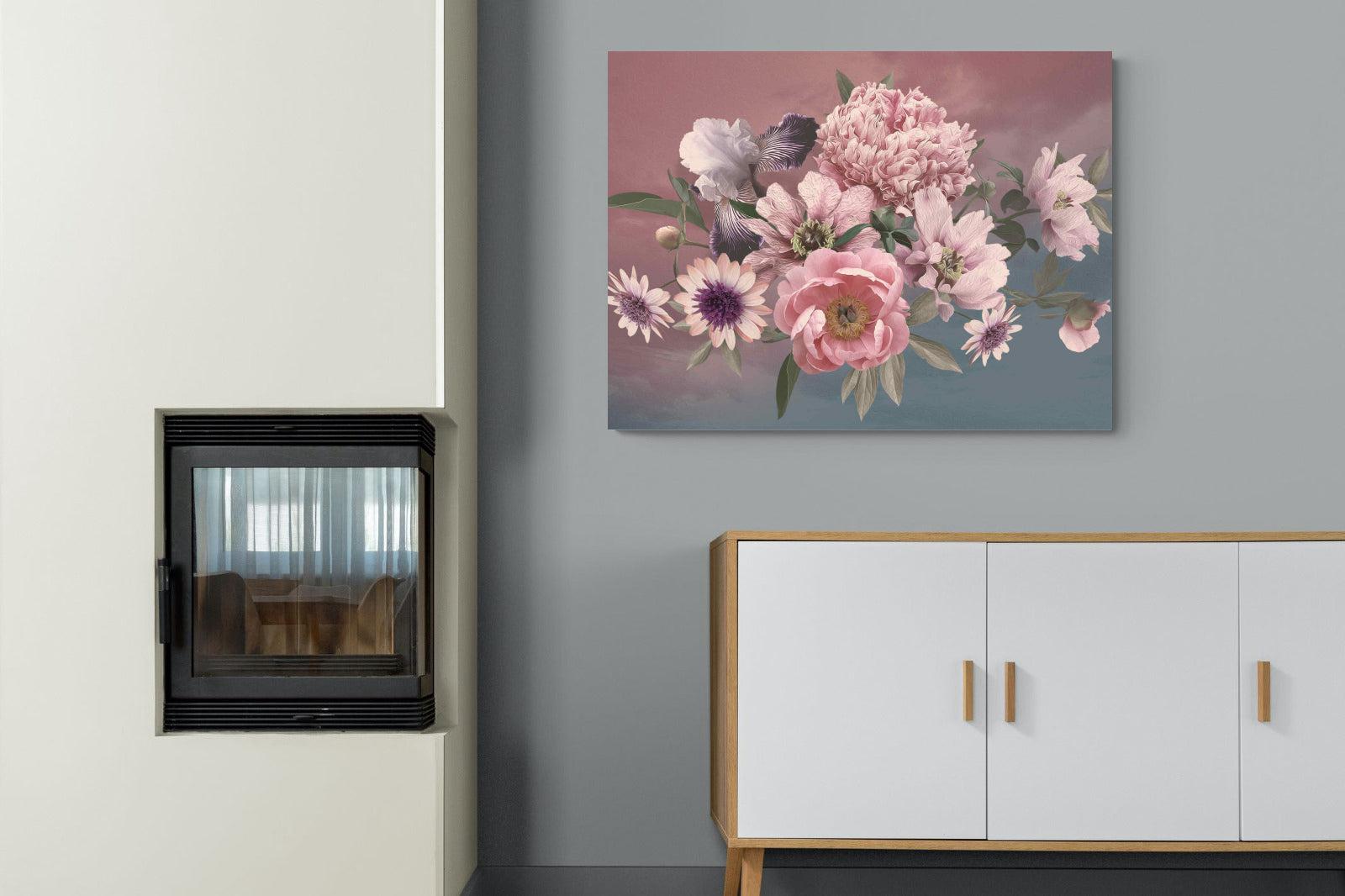 Peonies & Iris-Wall_Art-100 x 75cm-Mounted Canvas-No Frame-Pixalot