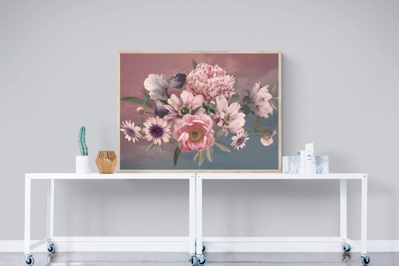 Peonies & Iris-Wall_Art-120 x 90cm-Mounted Canvas-Wood-Pixalot