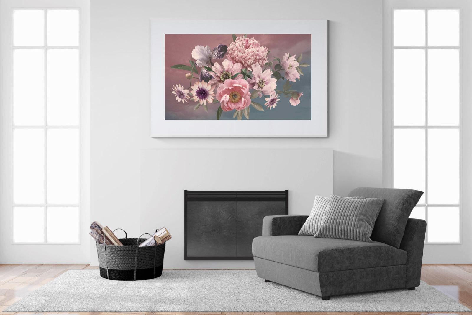 Peonies & Iris-Wall_Art-150 x 100cm-Framed Print-White-Pixalot