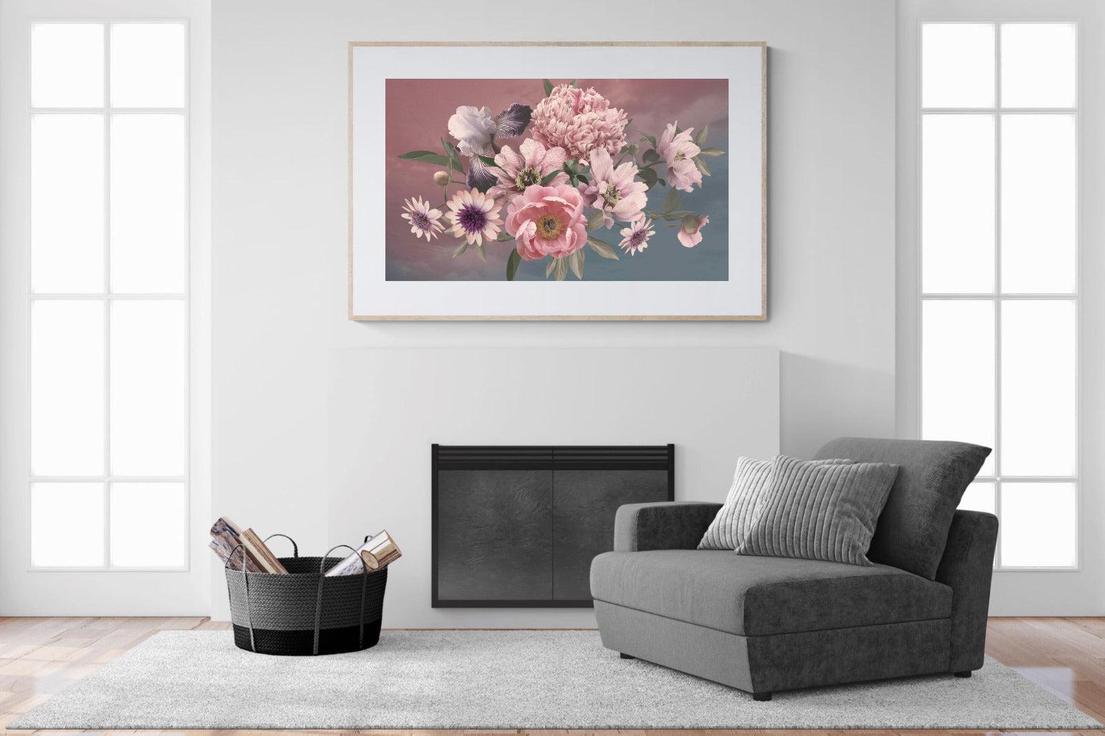 Peonies & Iris-Wall_Art-150 x 100cm-Framed Print-Wood-Pixalot