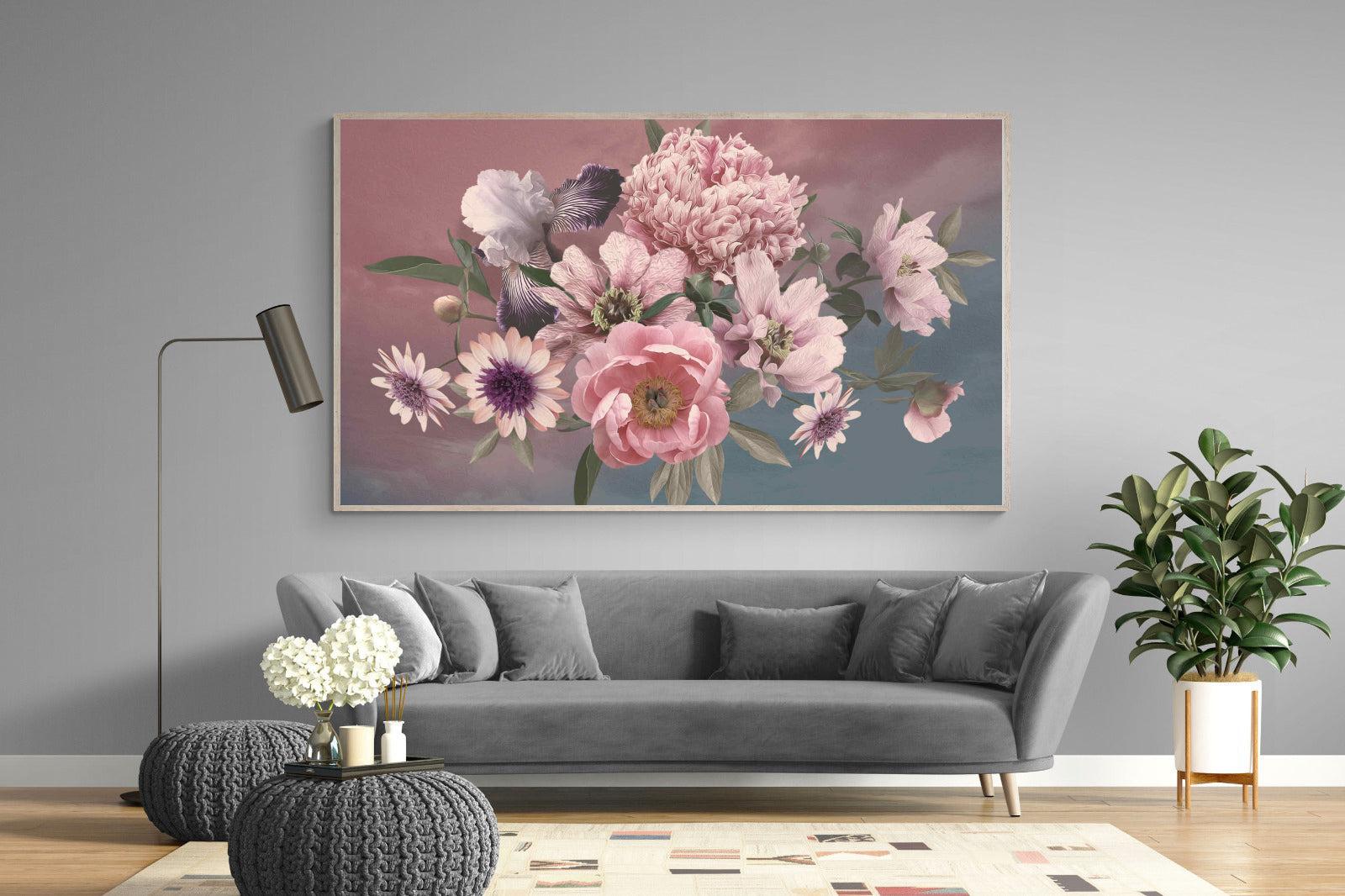 Peonies & Iris-Wall_Art-220 x 130cm-Mounted Canvas-Wood-Pixalot