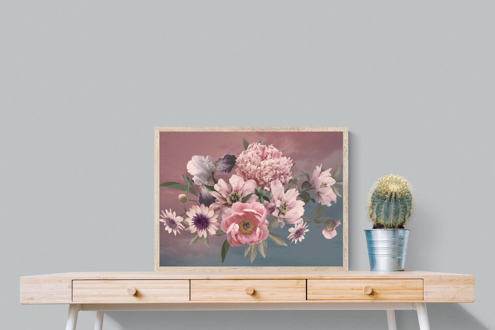 Peonies & Iris-Wall_Art-80 x 60cm-Mounted Canvas-Wood-Pixalot