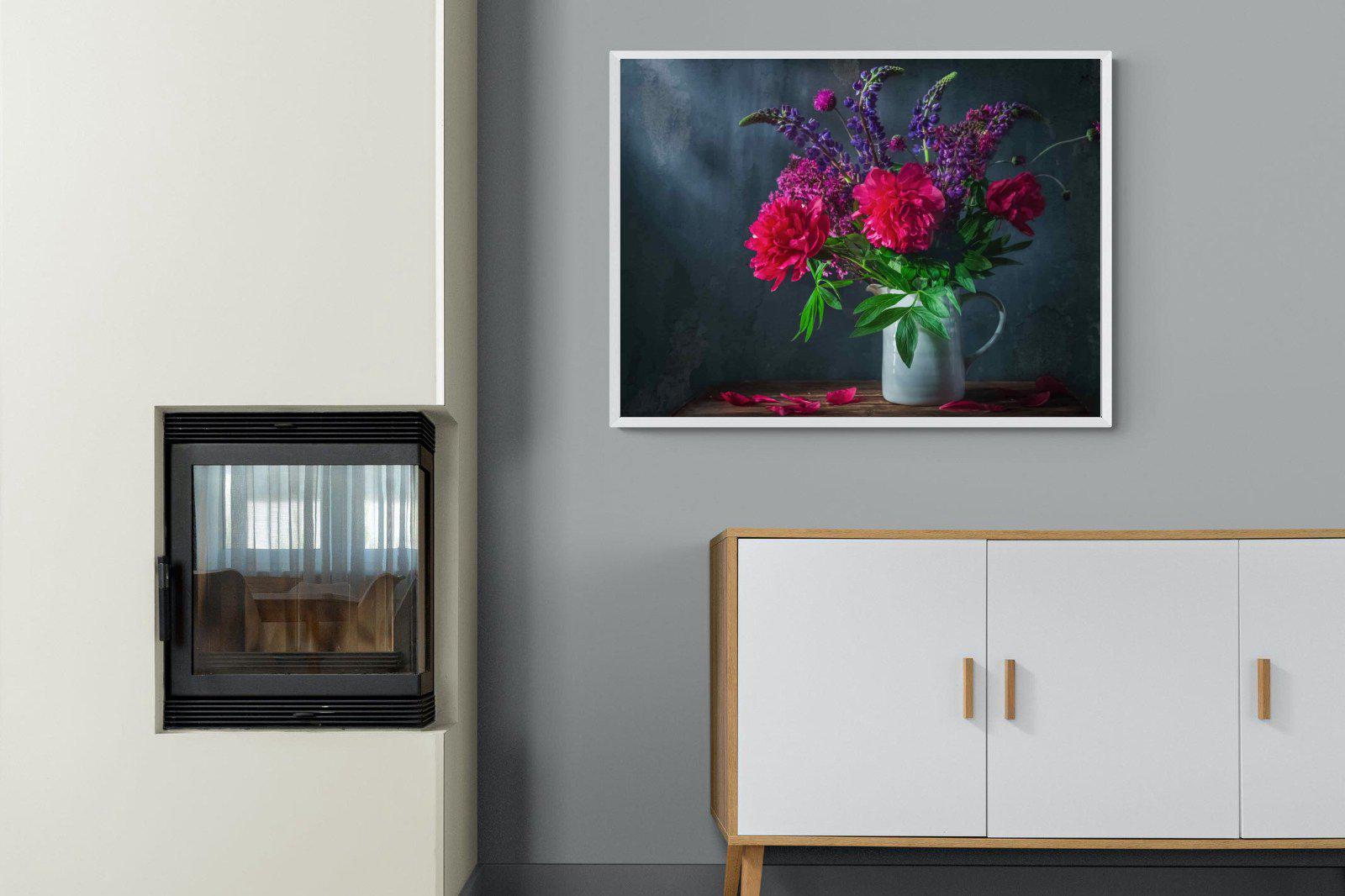 Peony & Lupin-Wall_Art-100 x 75cm-Mounted Canvas-White-Pixalot