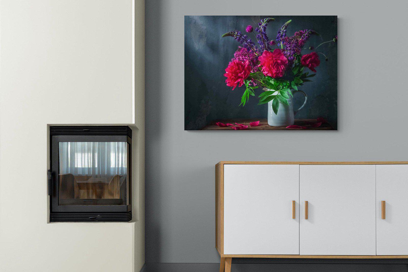 Peony & Lupin-Wall_Art-100 x 75cm-Mounted Canvas-No Frame-Pixalot