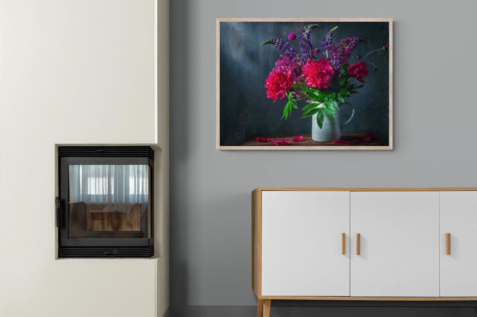 Peony & Lupin-Wall_Art-100 x 75cm-Mounted Canvas-Wood-Pixalot