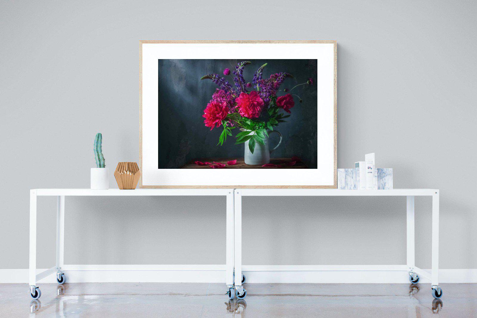 Peony & Lupin-Wall_Art-120 x 90cm-Framed Print-Wood-Pixalot