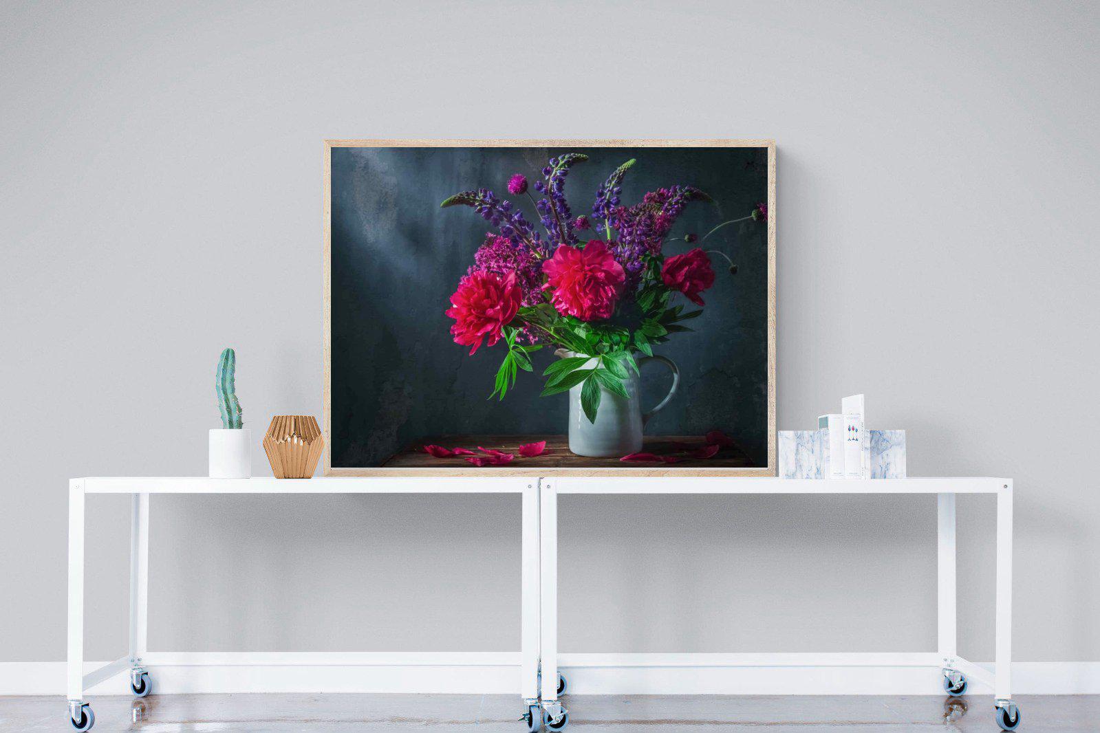 Peony & Lupin-Wall_Art-120 x 90cm-Mounted Canvas-Wood-Pixalot