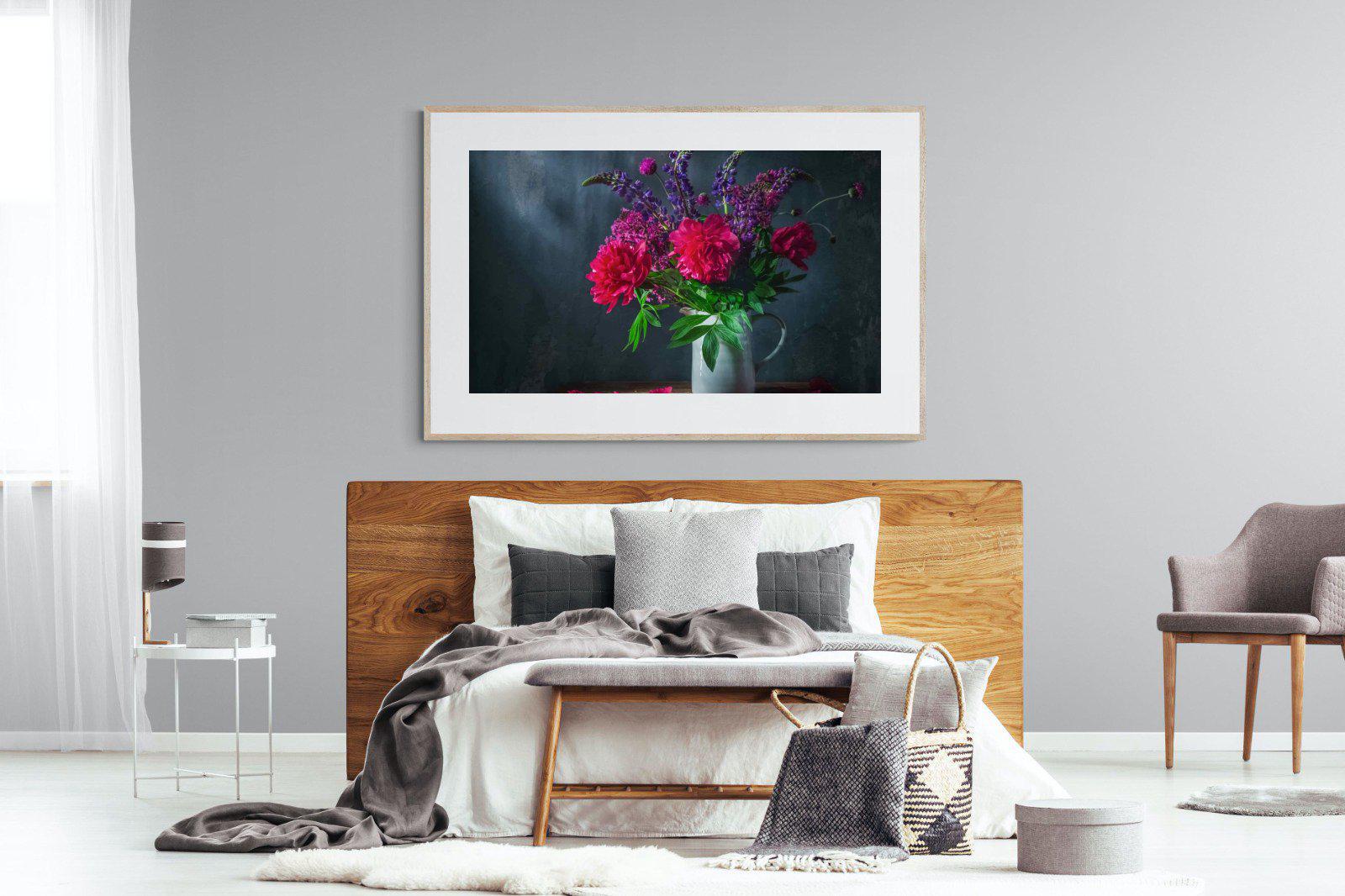 Peony & Lupin-Wall_Art-150 x 100cm-Framed Print-Wood-Pixalot