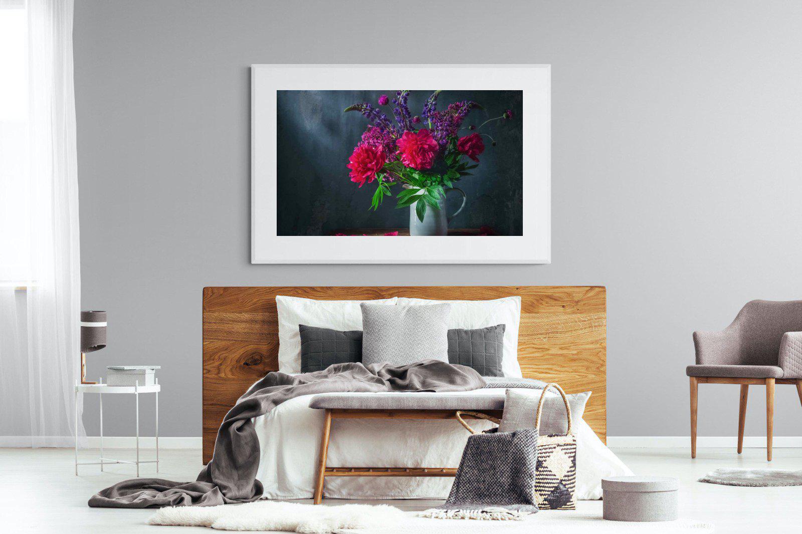 Peony & Lupin-Wall_Art-150 x 100cm-Framed Print-White-Pixalot