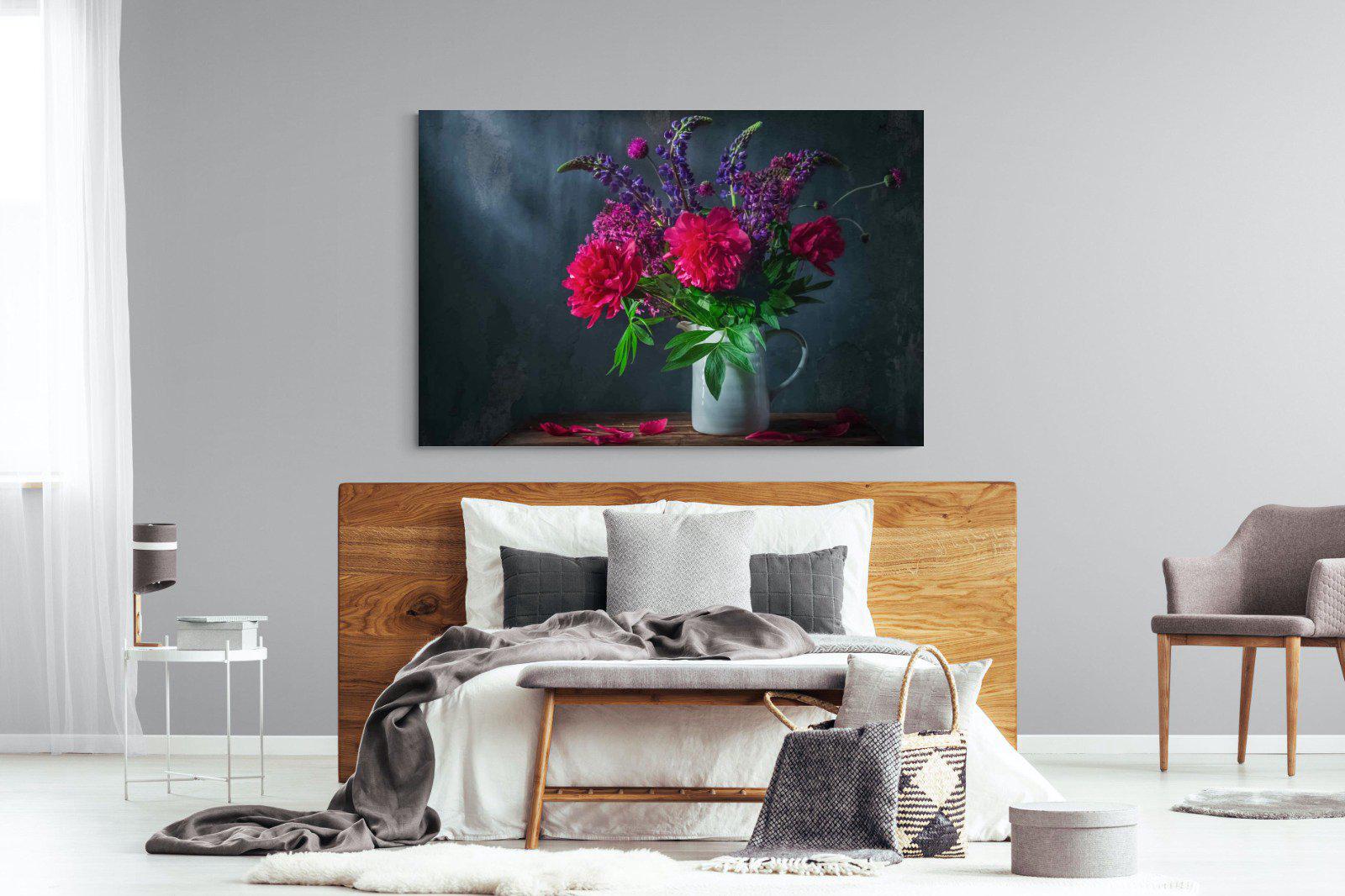 Peony & Lupin-Wall_Art-150 x 100cm-Mounted Canvas-No Frame-Pixalot