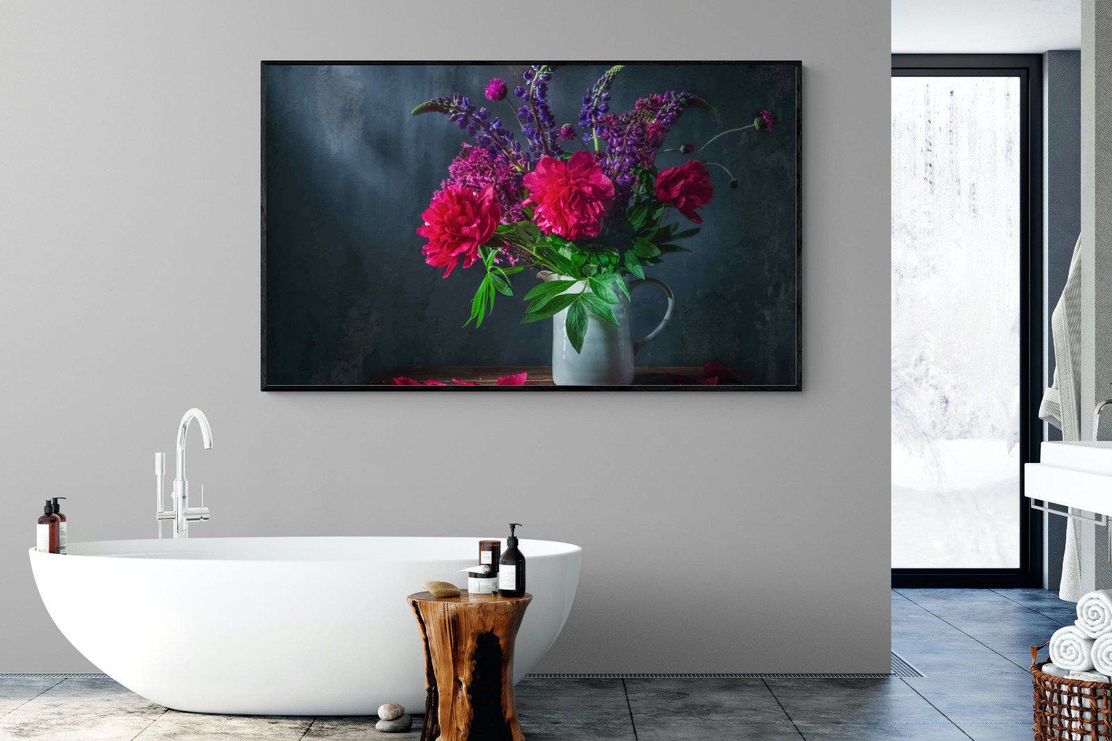 Peony & Lupin-Wall_Art-180 x 110cm-Mounted Canvas-Black-Pixalot