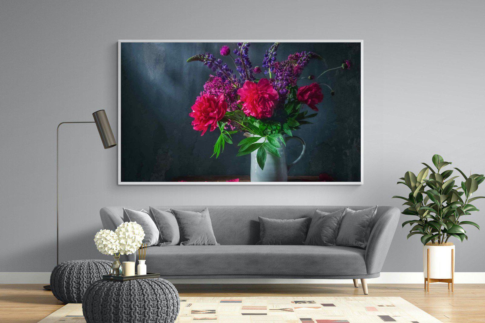 Peony & Lupin-Wall_Art-220 x 130cm-Mounted Canvas-White-Pixalot