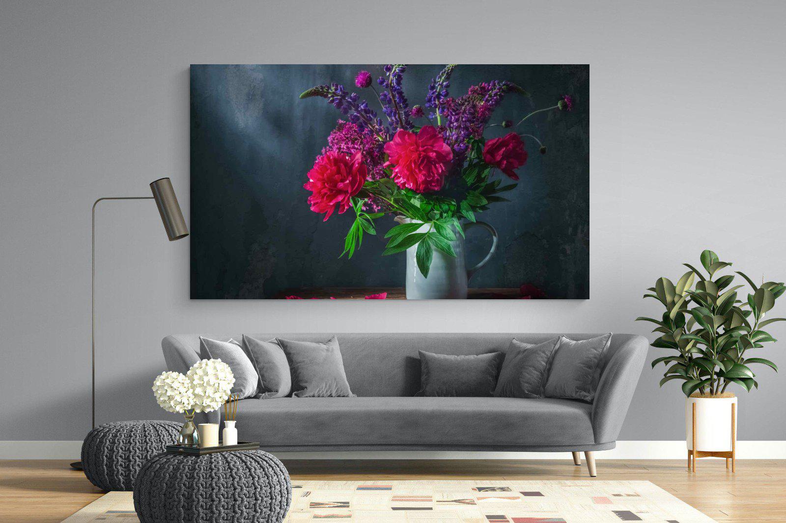 Peony & Lupin-Wall_Art-220 x 130cm-Mounted Canvas-No Frame-Pixalot