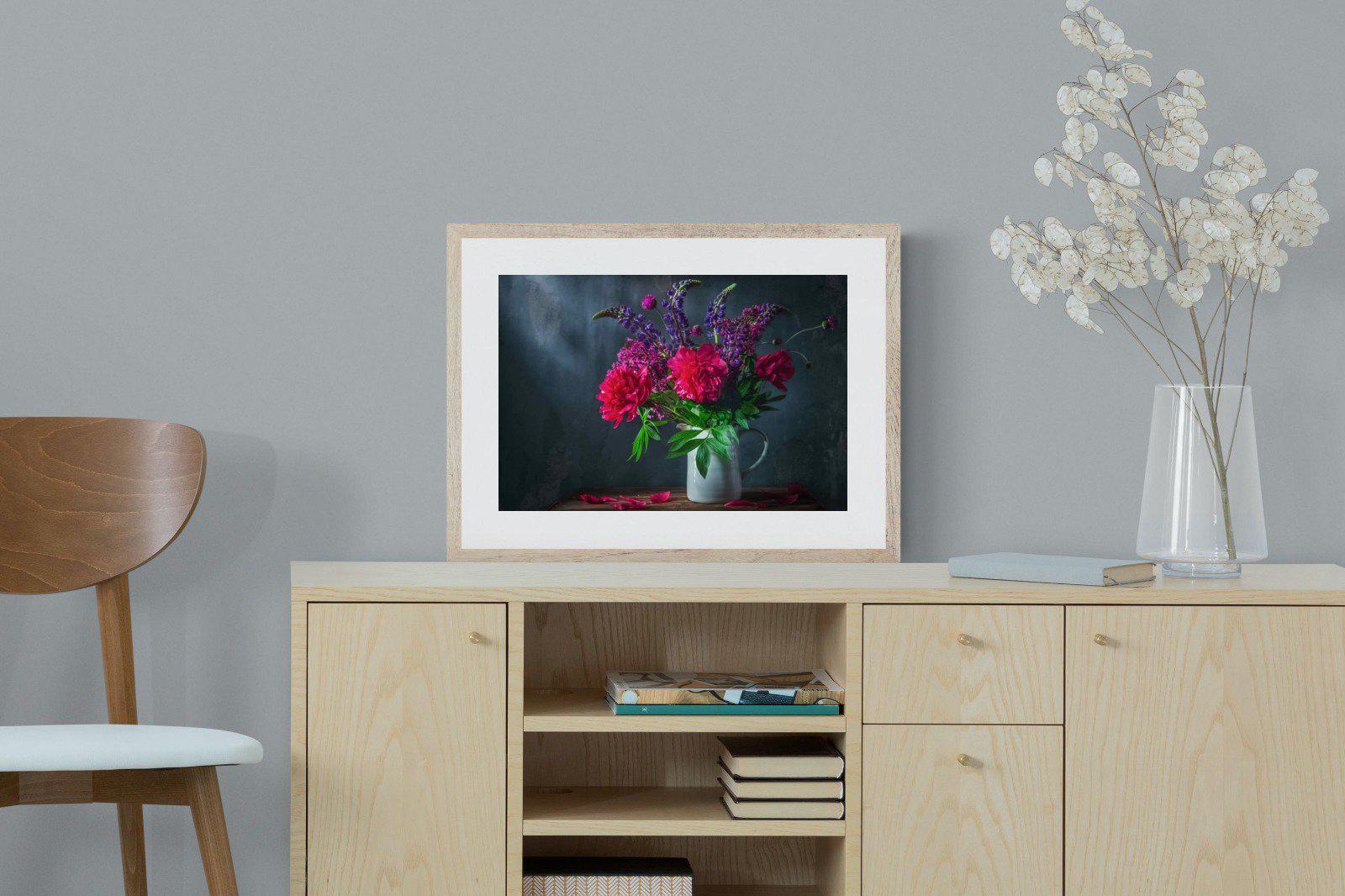 Peony & Lupin-Wall_Art-60 x 45cm-Framed Print-Wood-Pixalot