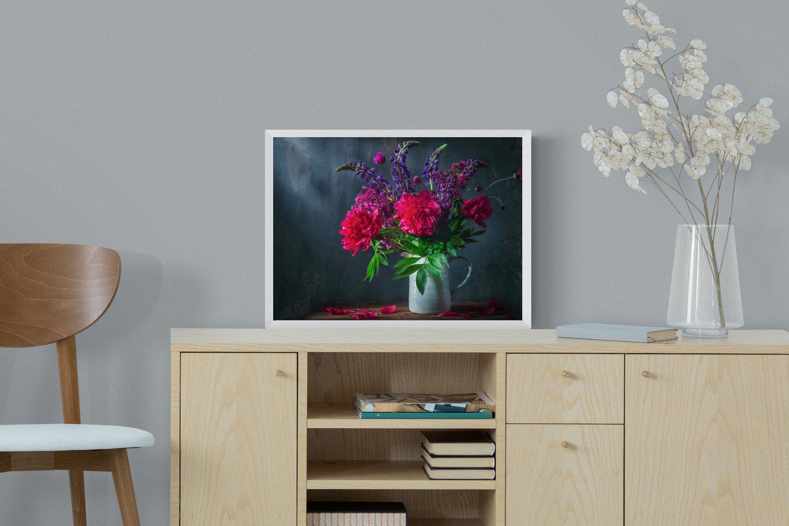 Peony & Lupin-Wall_Art-60 x 45cm-Mounted Canvas-White-Pixalot