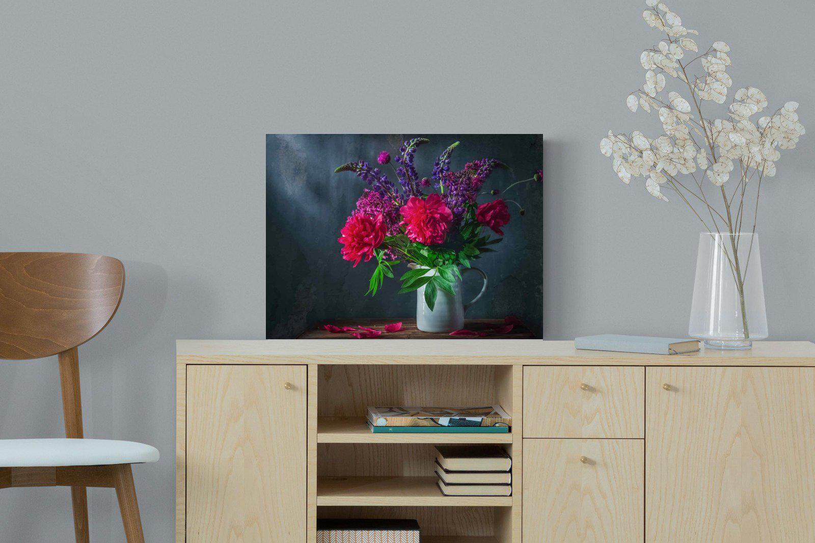 Peony & Lupin-Wall_Art-60 x 45cm-Mounted Canvas-No Frame-Pixalot