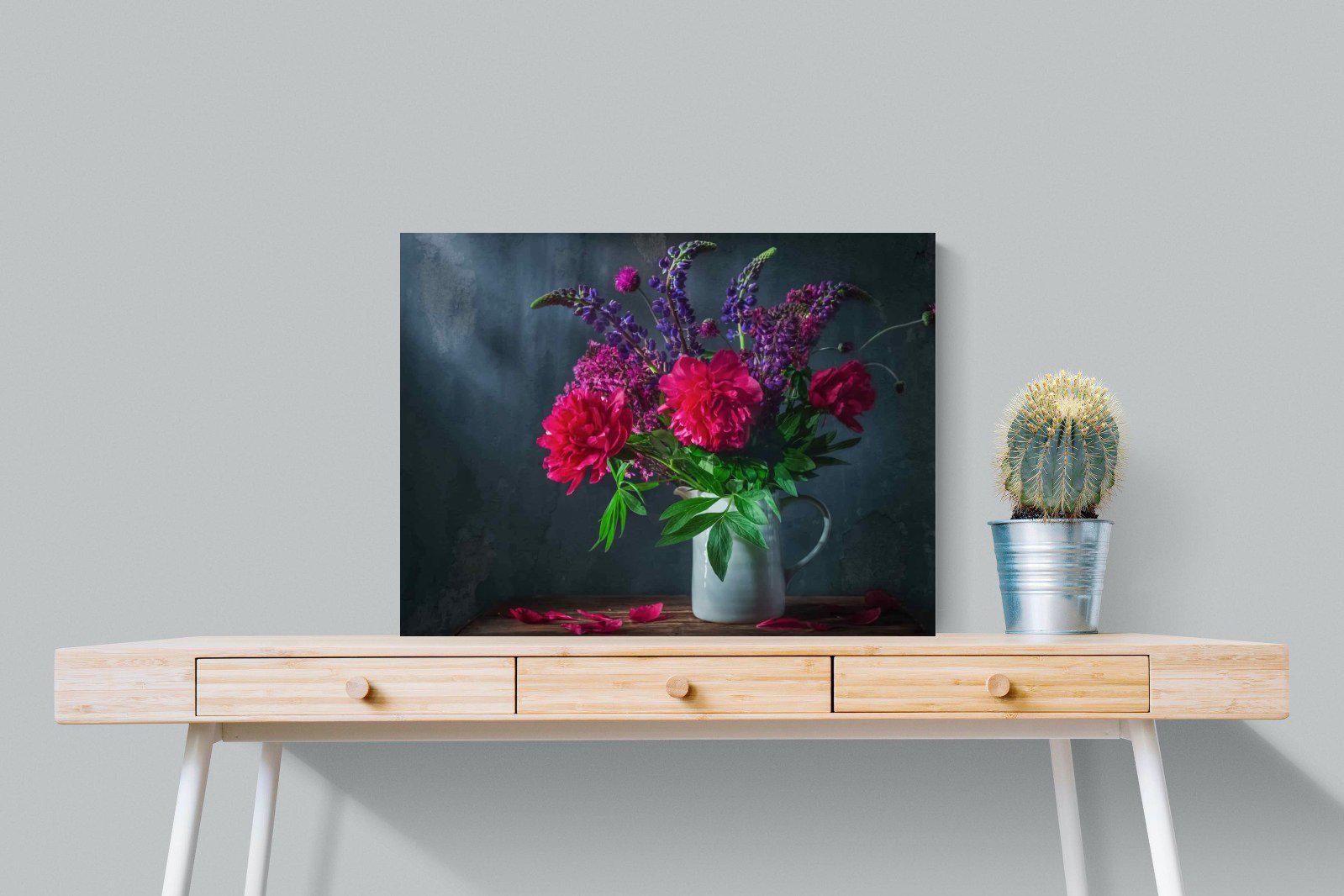 Peony & Lupin-Wall_Art-80 x 60cm-Mounted Canvas-No Frame-Pixalot