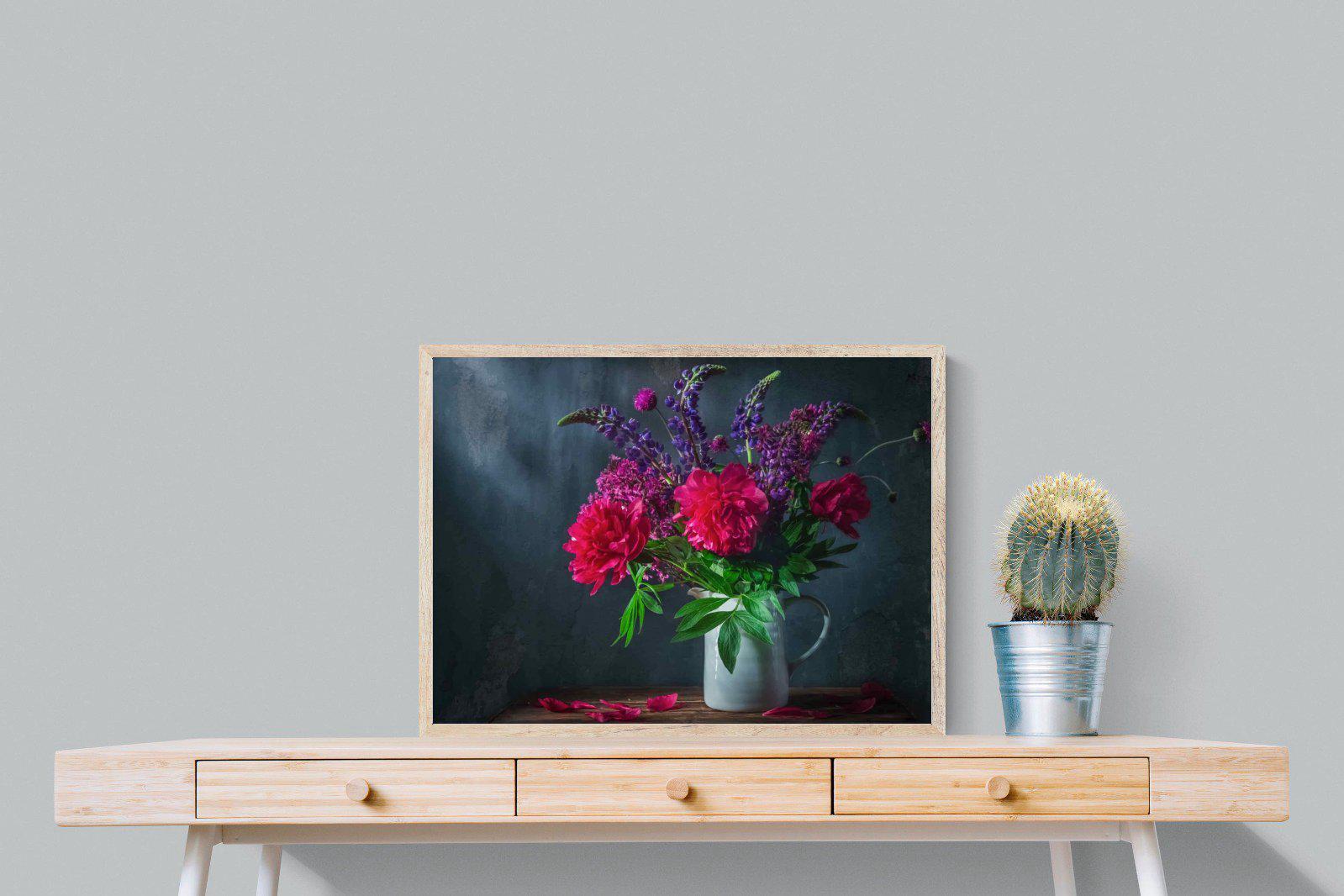 Peony & Lupin-Wall_Art-80 x 60cm-Mounted Canvas-Wood-Pixalot