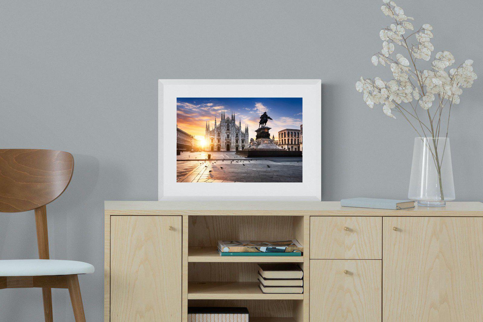 Piazza del Duomo-Wall_Art-60 x 45cm-Framed Print-White-Pixalot