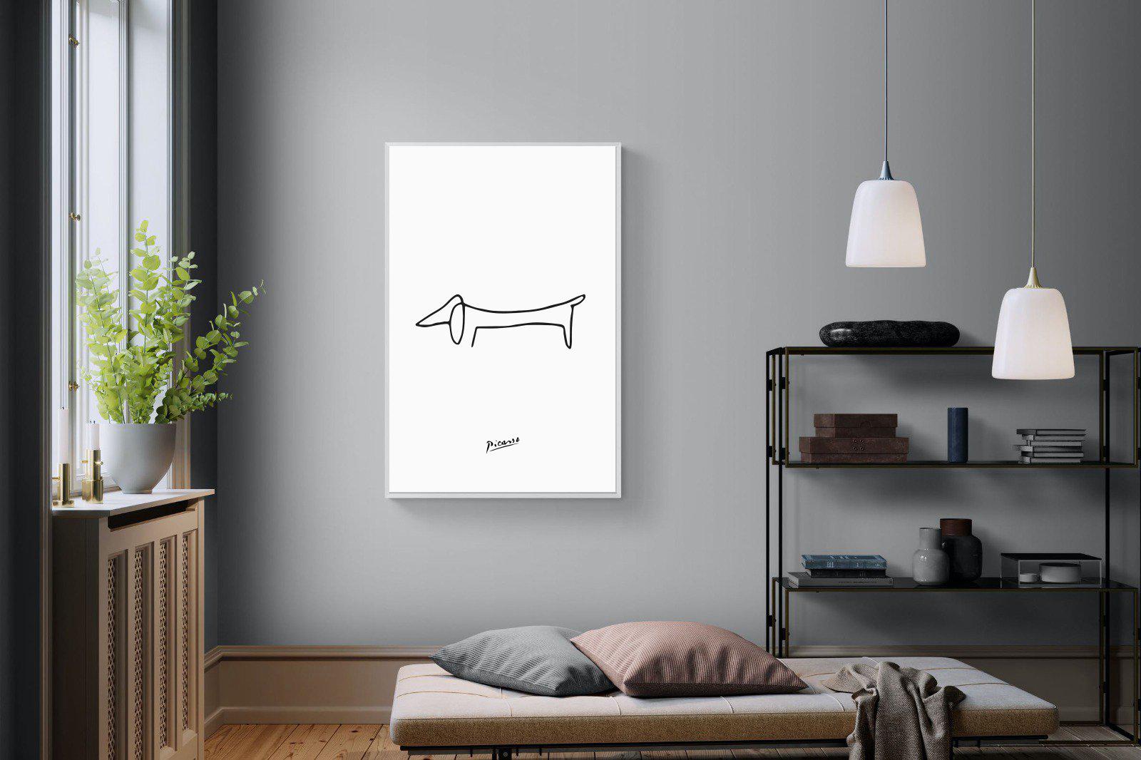 Picasso's Dachshund-Wall_Art-100 x 150cm-Mounted Canvas-White-Pixalot