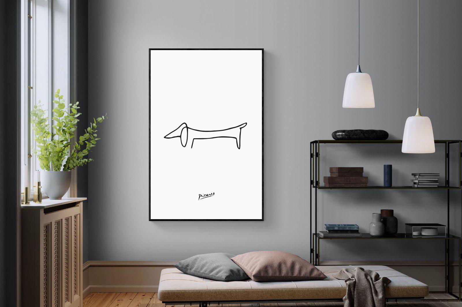 Picasso's Dachshund-Wall_Art-120 x 180cm-Mounted Canvas-Black-Pixalot