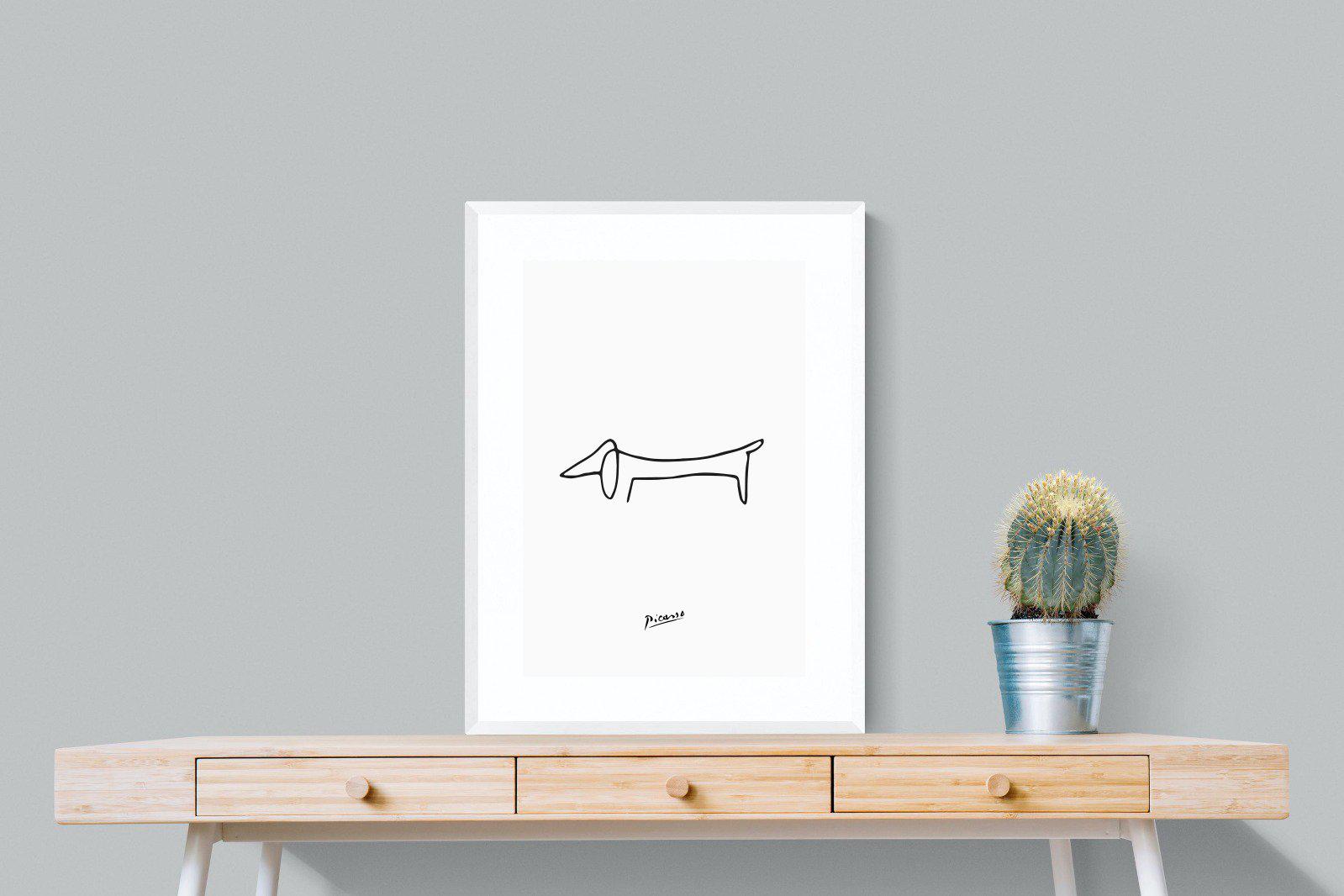 Picasso's Dachshund-Wall_Art-60 x 80cm-Framed Print-White-Pixalot