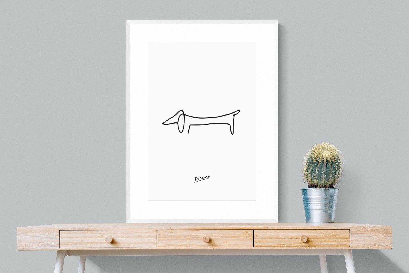 Picasso's Dachshund-Wall_Art-75 x 100cm-Framed Print-White-Pixalot