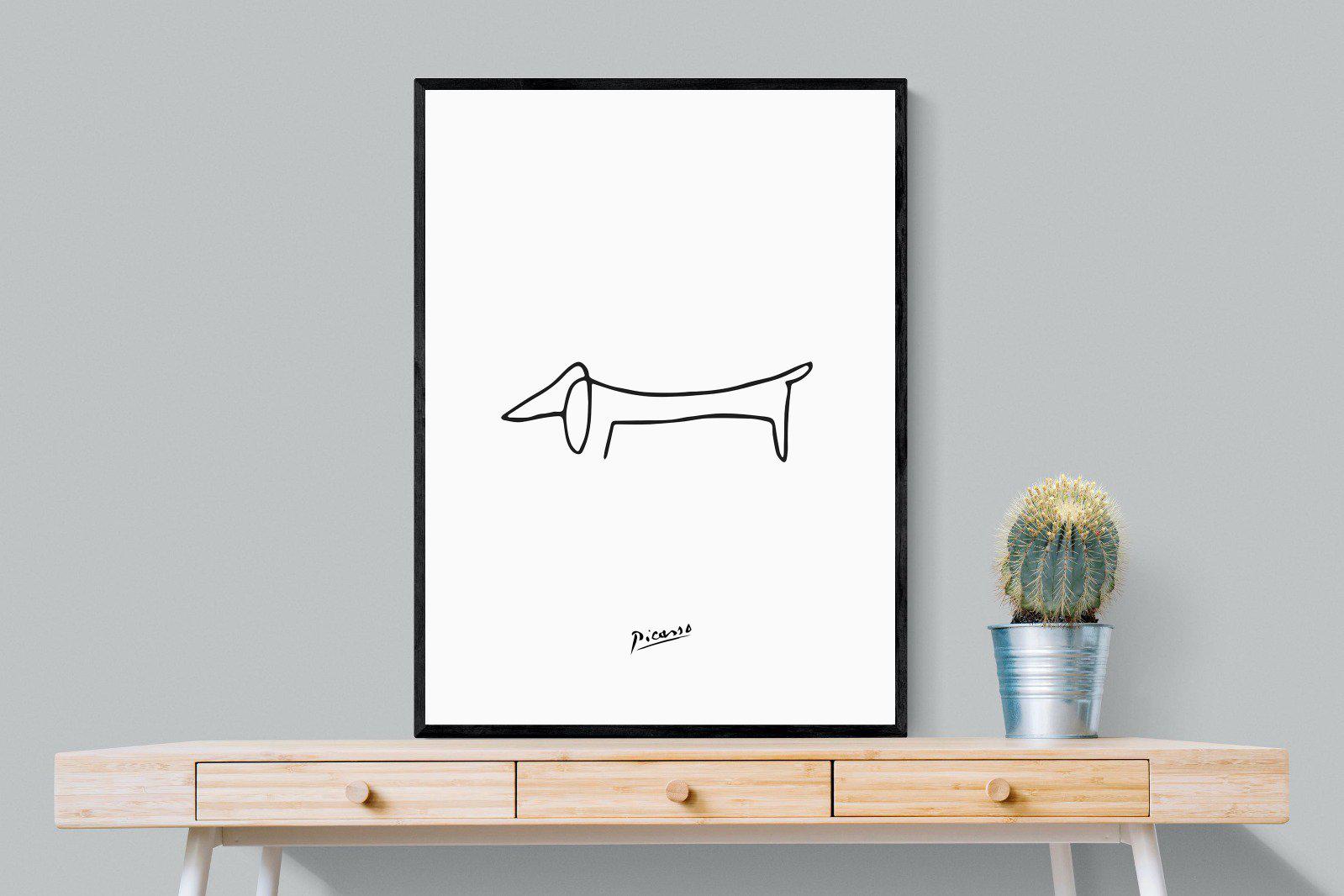 Picasso's Dachshund-Wall_Art-75 x 100cm-Mounted Canvas-Black-Pixalot