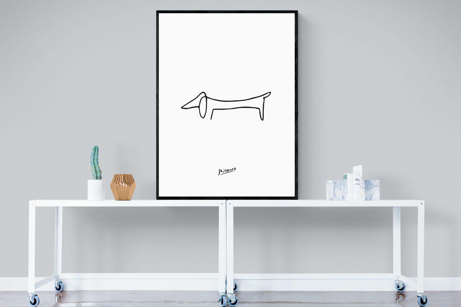 Picasso's Dachshund-Wall_Art-90 x 120cm-Mounted Canvas-Black-Pixalot