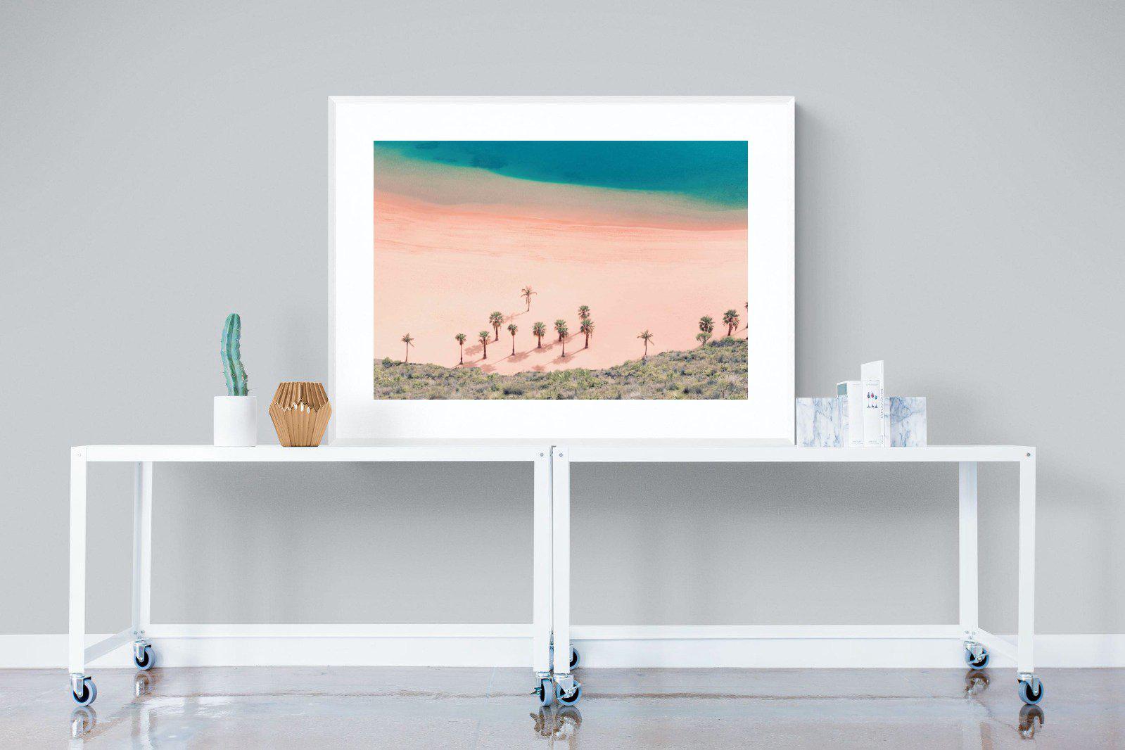 Pink Beach-Wall_Art-120 x 90cm-Framed Print-White-Pixalot