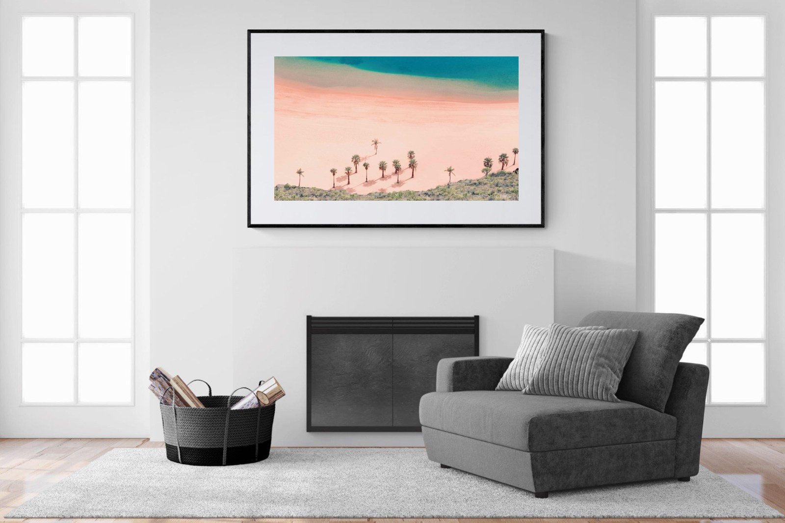 Pink Beach-Wall_Art-150 x 100cm-Framed Print-Black-Pixalot