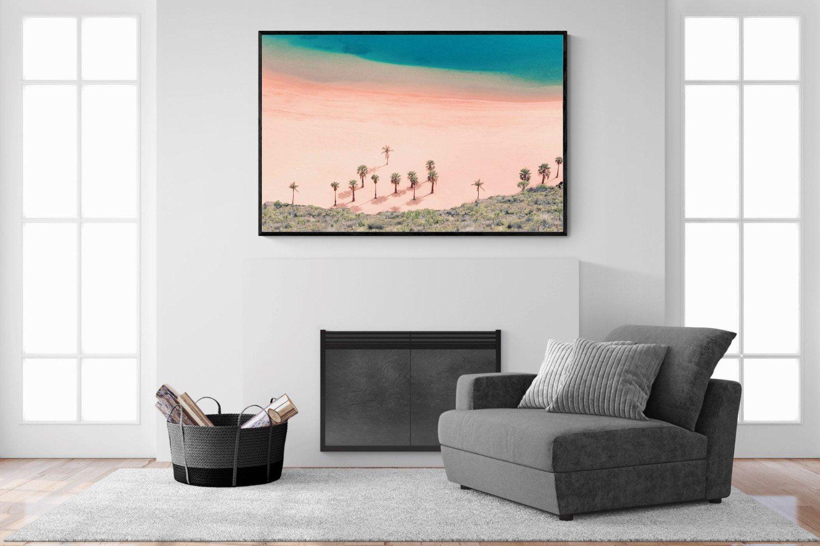 Pink Beach-Wall_Art-150 x 100cm-Mounted Canvas-Black-Pixalot