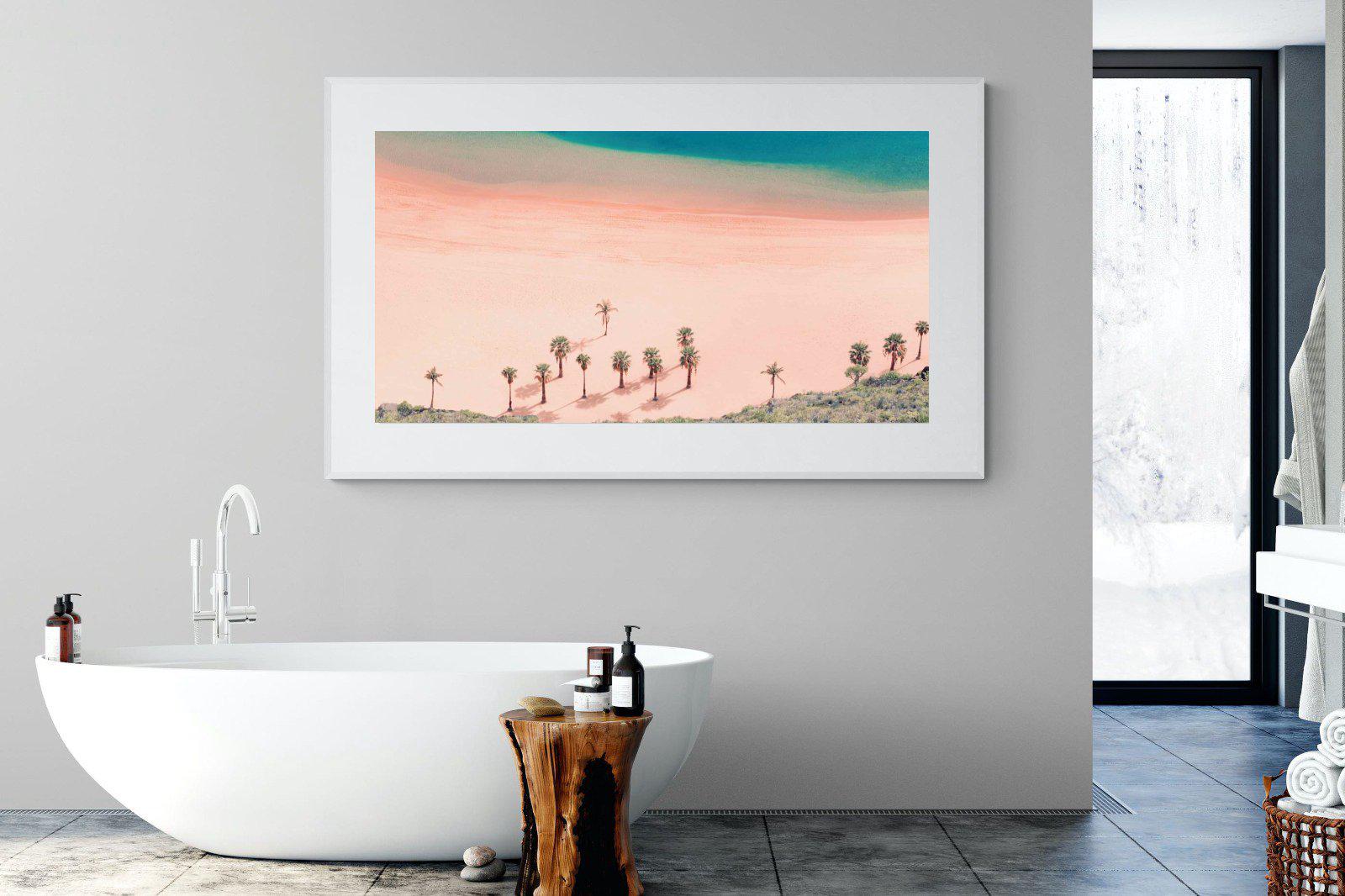 Pink Beach-Wall_Art-180 x 110cm-Framed Print-White-Pixalot