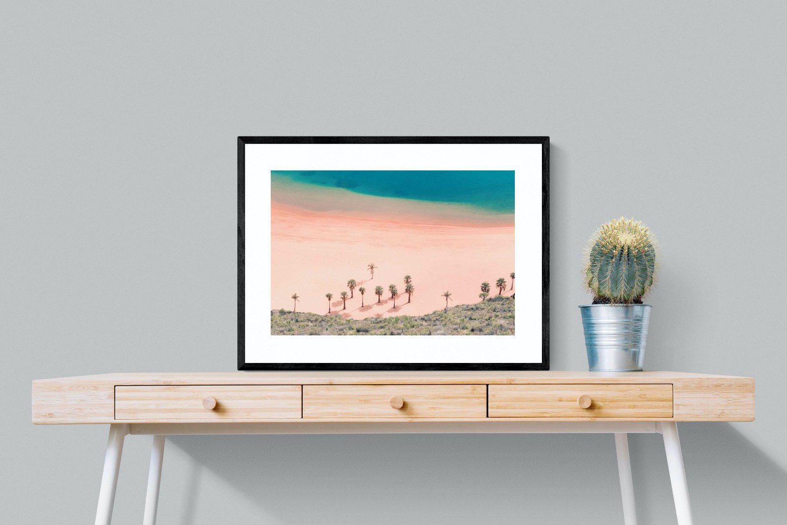 Pink Beach-Wall_Art-80 x 60cm-Framed Print-Black-Pixalot