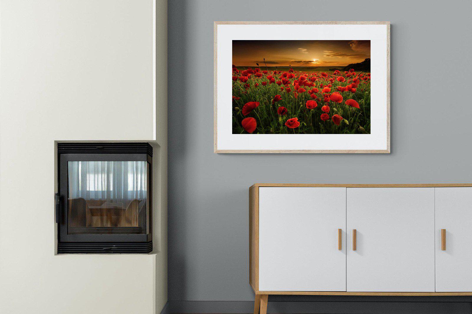 Poppy Fields-Wall_Art-100 x 75cm-Framed Print-Wood-Pixalot