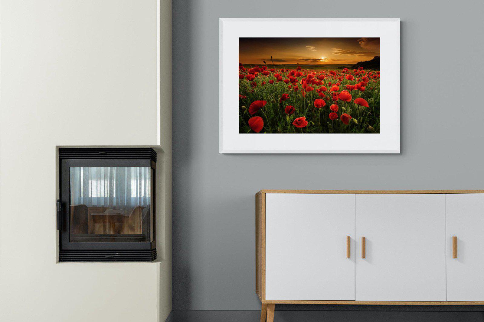 Poppy Fields-Wall_Art-100 x 75cm-Framed Print-White-Pixalot