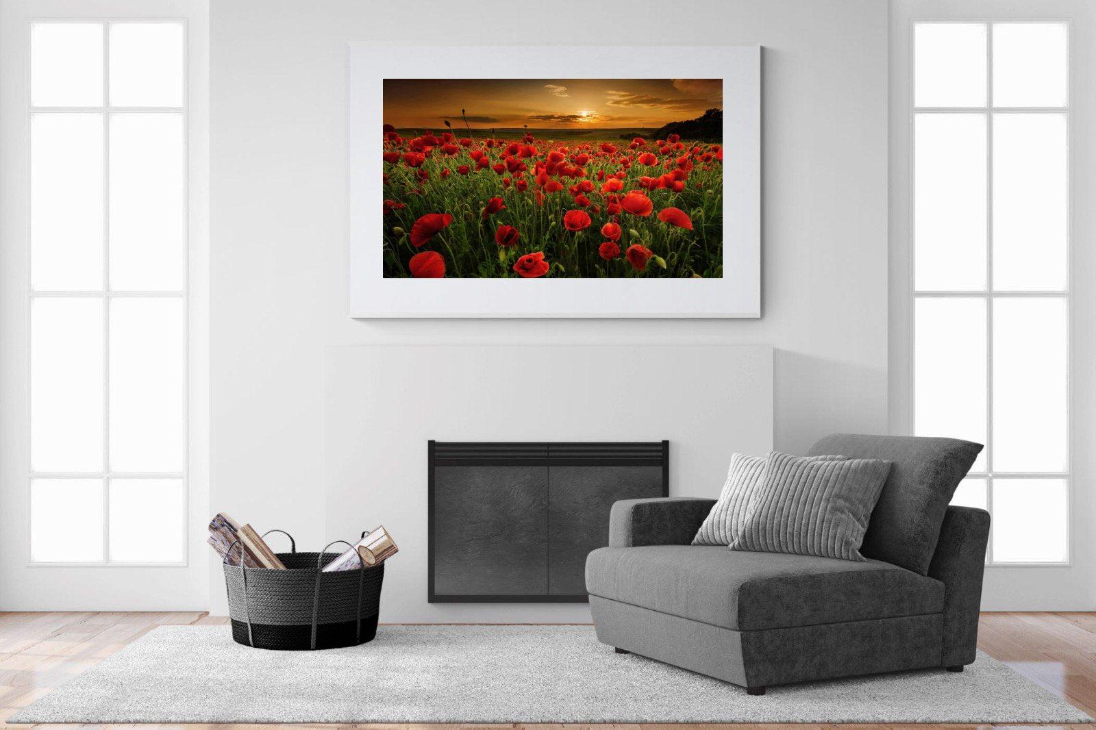 Poppy Fields-Wall_Art-150 x 100cm-Framed Print-White-Pixalot