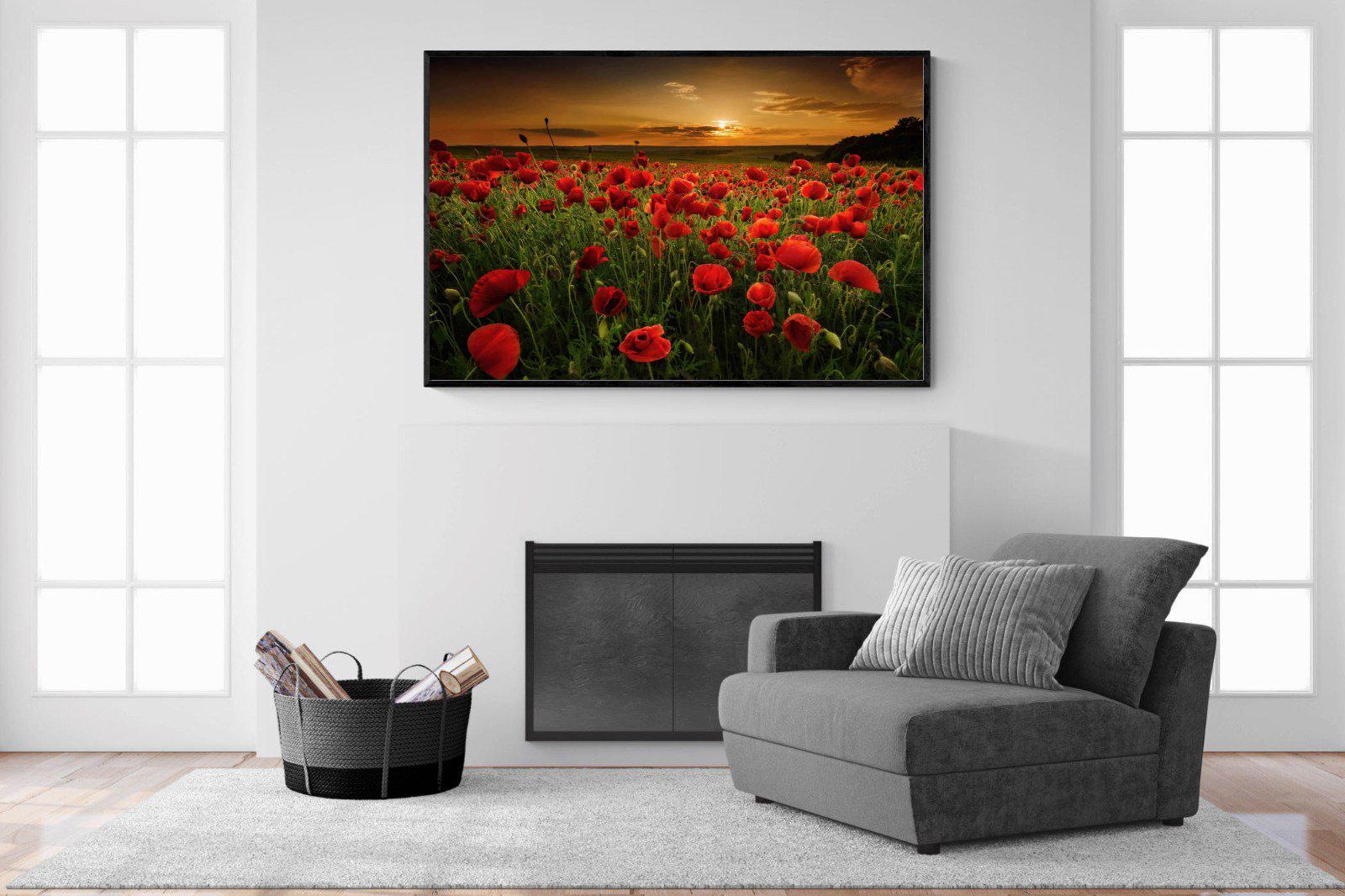 Poppy Fields-Wall_Art-150 x 100cm-Mounted Canvas-Black-Pixalot