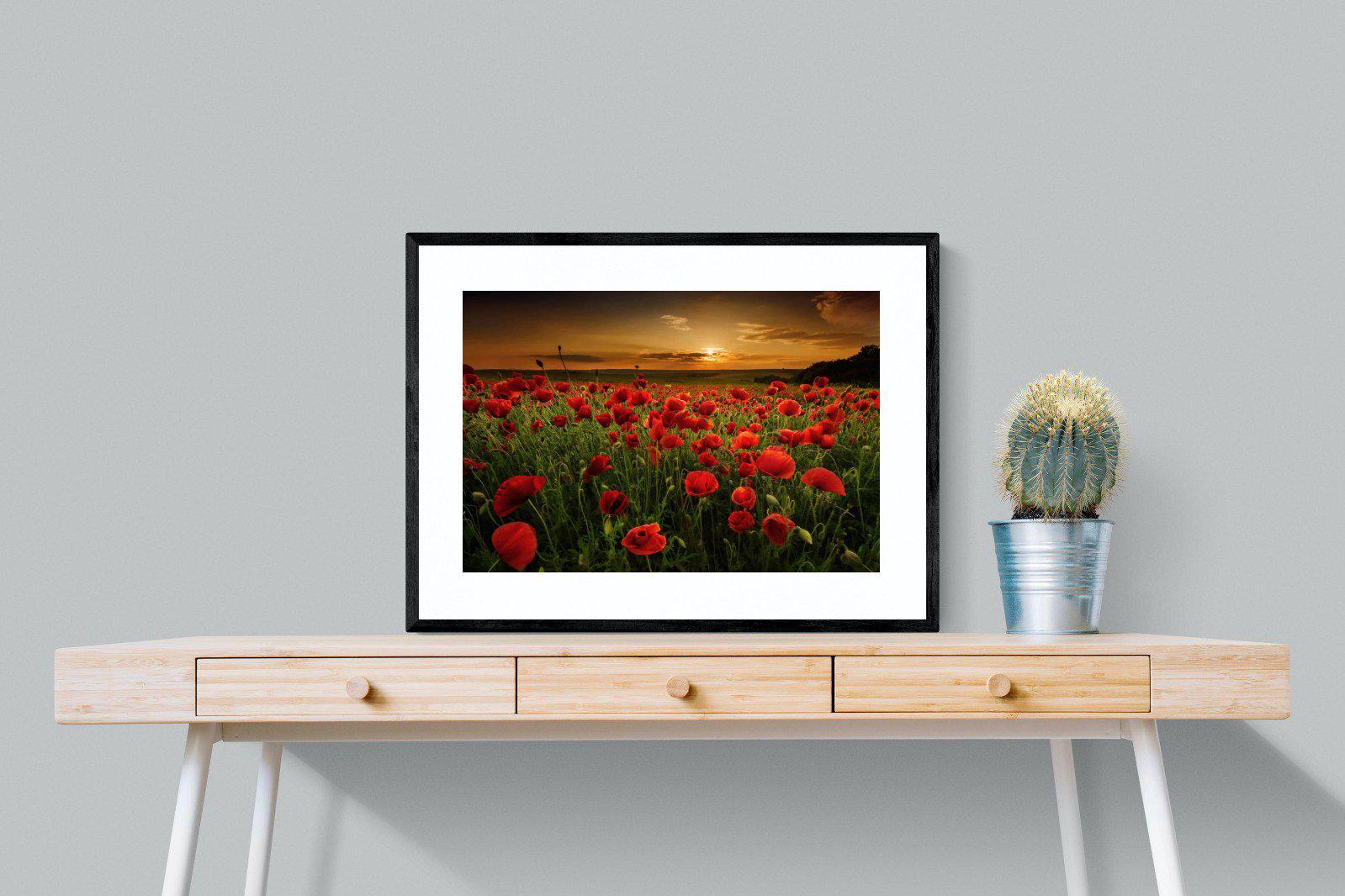 Poppy Fields-Wall_Art-80 x 60cm-Framed Print-Black-Pixalot