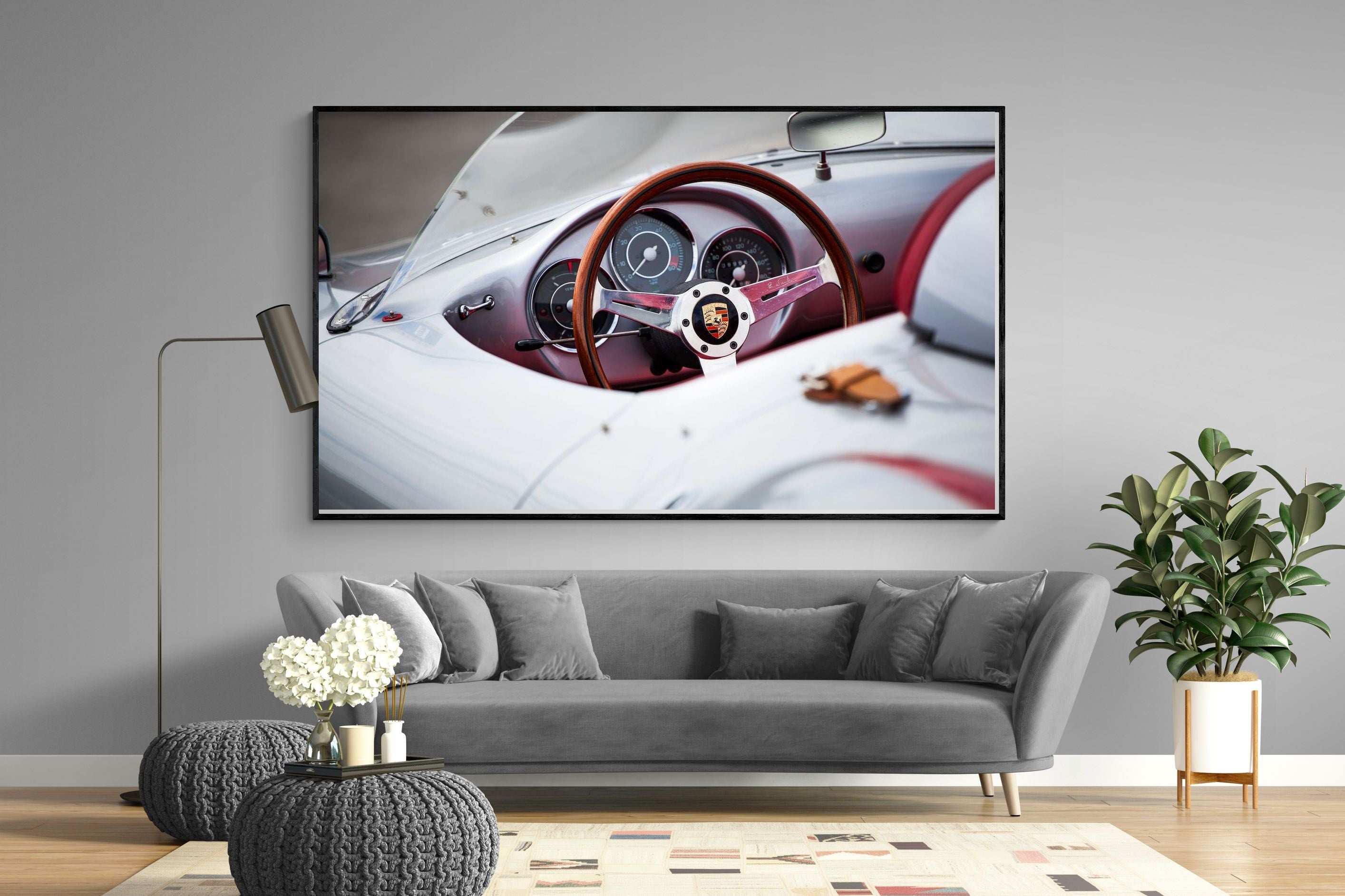 Porsche 550 Spyder-Wall_Art-220 x 130cm-Mounted Canvas-Black-Pixalot