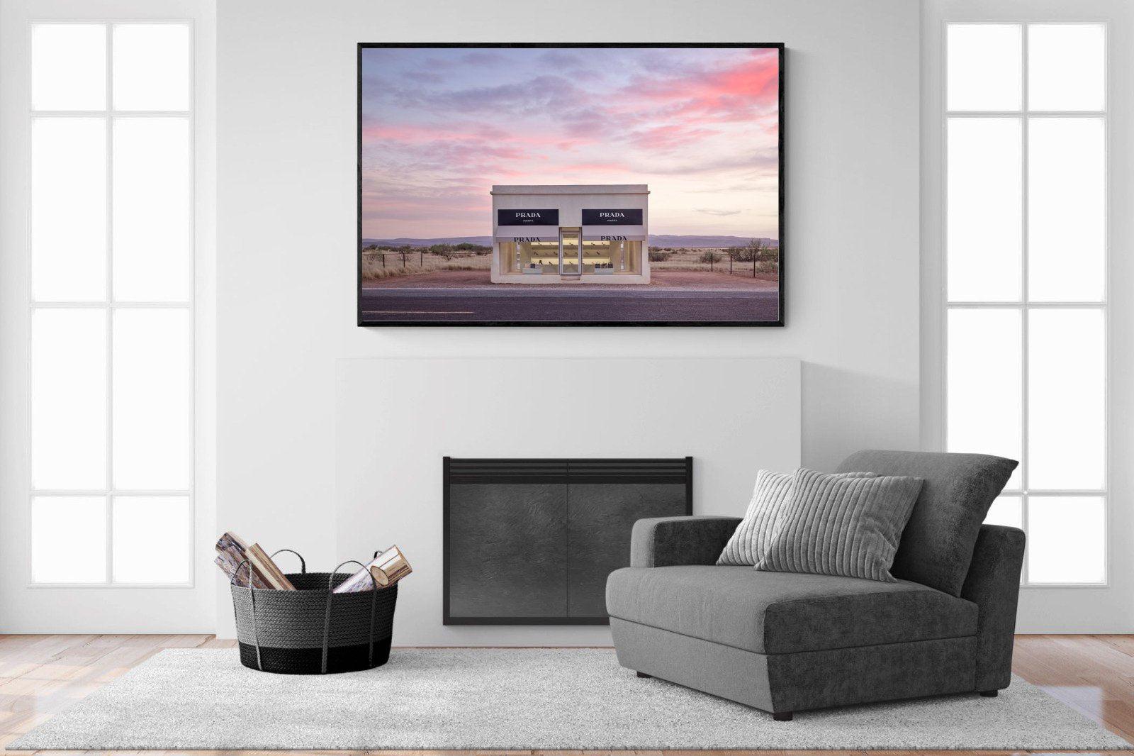 Prada Marfa-Wall_Art-150 x 100cm-Mounted Canvas-Black-Pixalot