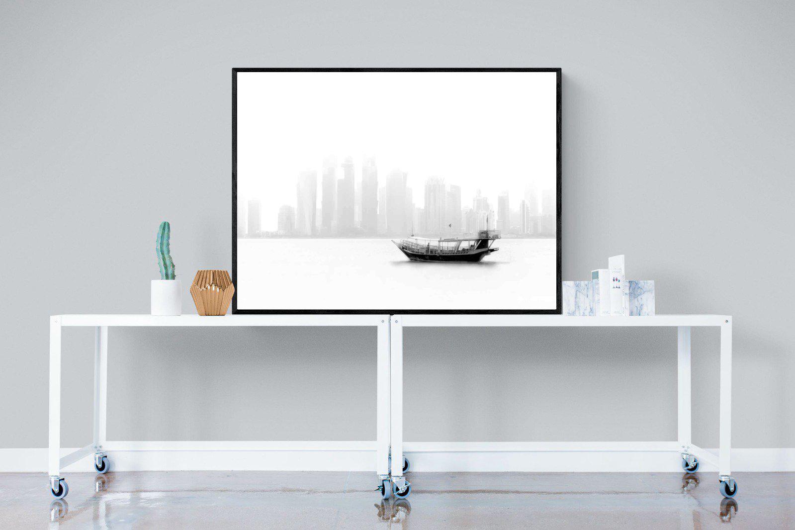 Qatar Junk-Wall_Art-120 x 90cm-Mounted Canvas-Black-Pixalot