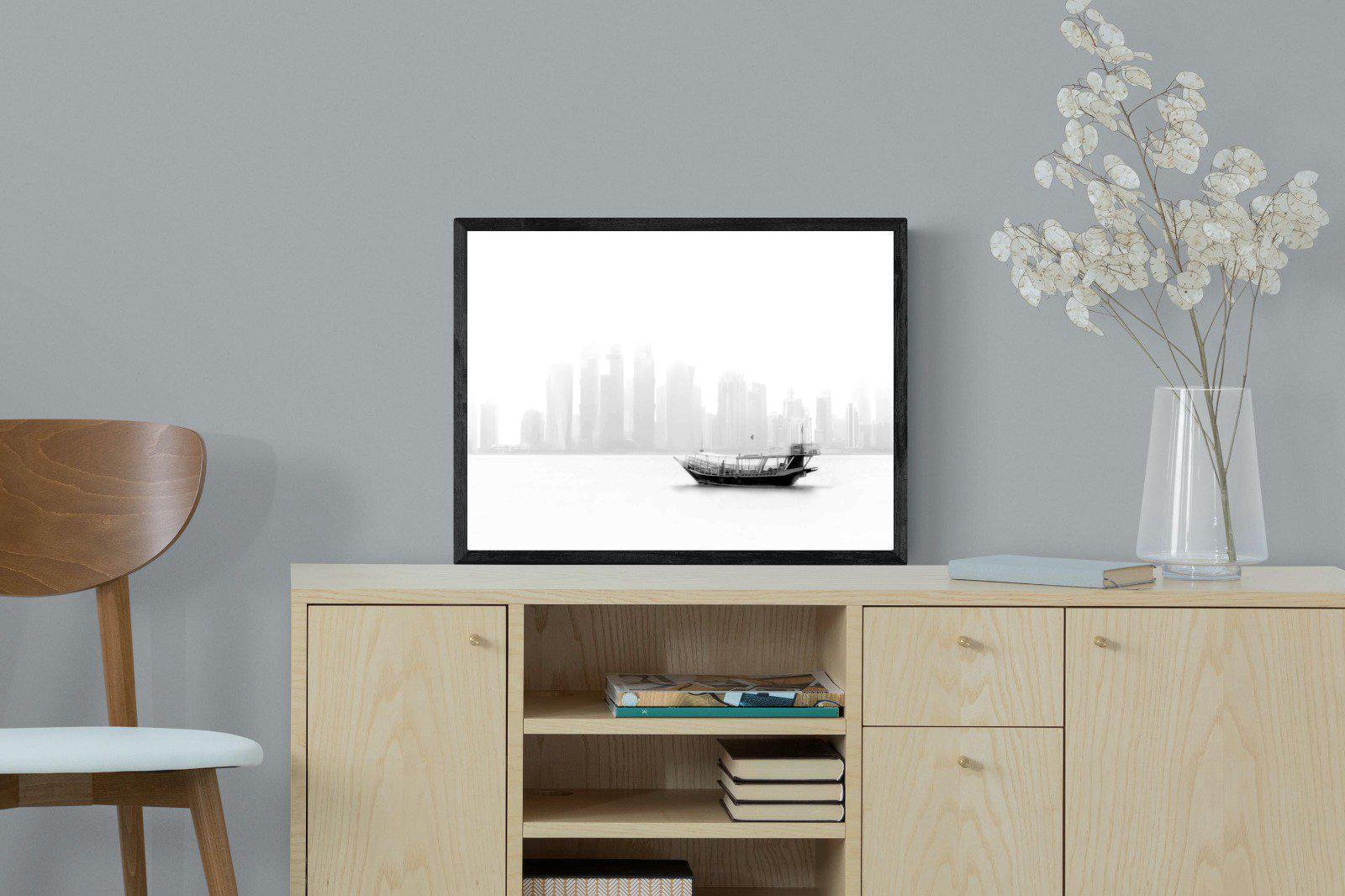 Qatar Junk-Wall_Art-60 x 45cm-Mounted Canvas-Black-Pixalot