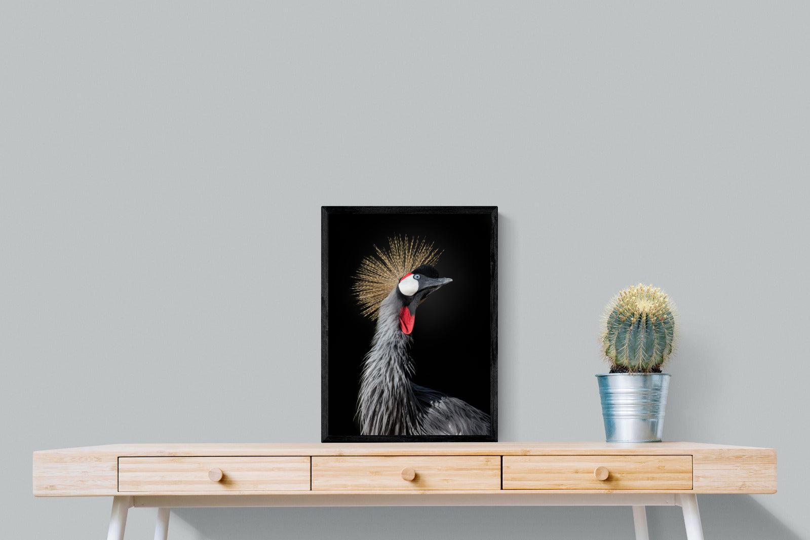 Queen Crane-Wall_Art-45 x 60cm-Mounted Canvas-Black-Pixalot