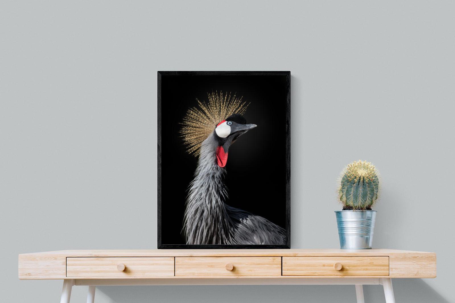 Queen Crane-Wall_Art-60 x 80cm-Mounted Canvas-Black-Pixalot