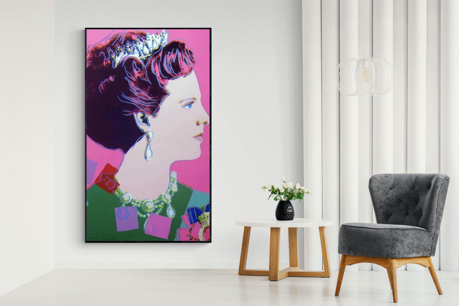 Queen Margrethe II-Wall_Art-130 x 220cm-Mounted Canvas-Black-Pixalot