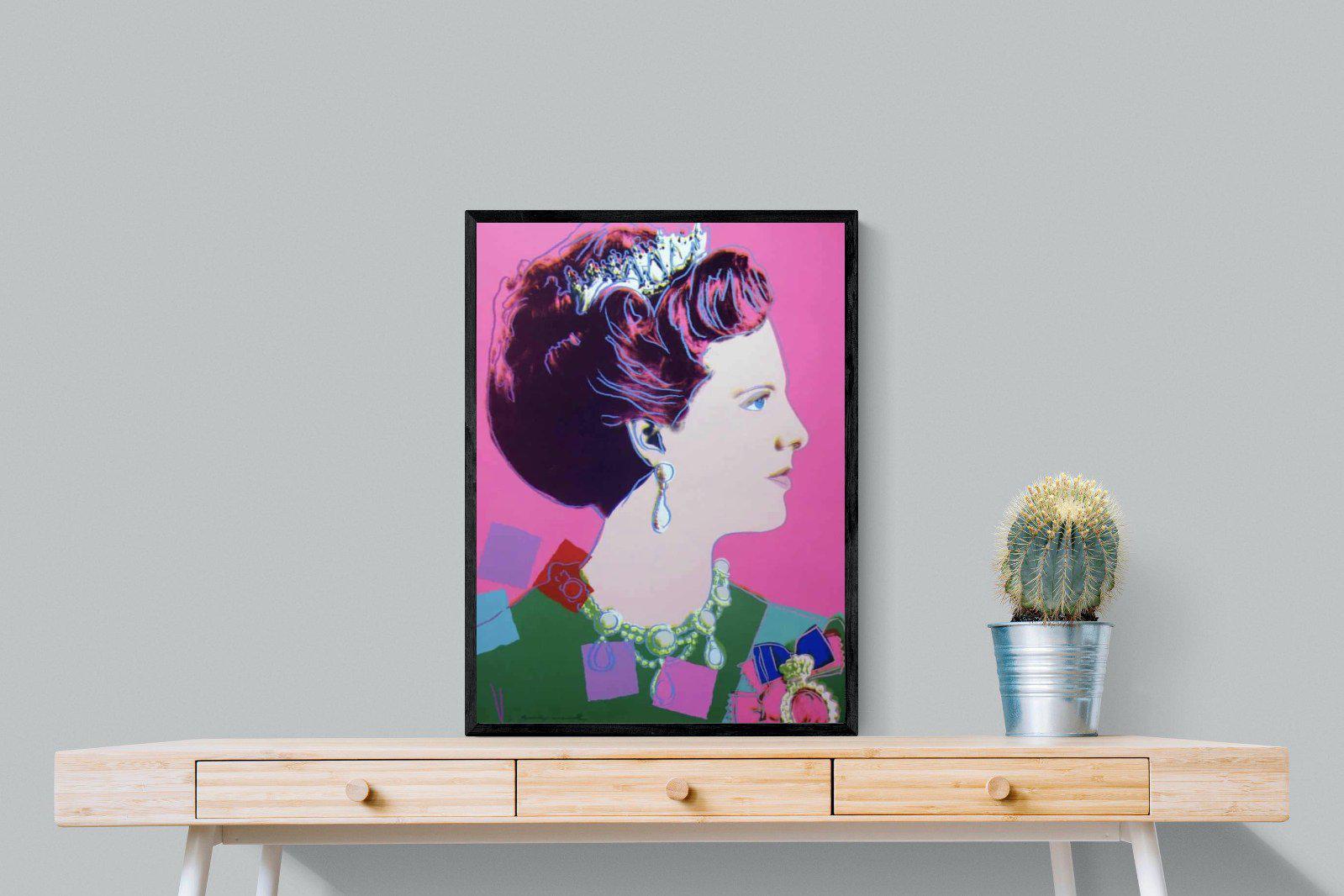 Queen Margrethe II-Wall_Art-60 x 80cm-Mounted Canvas-Black-Pixalot