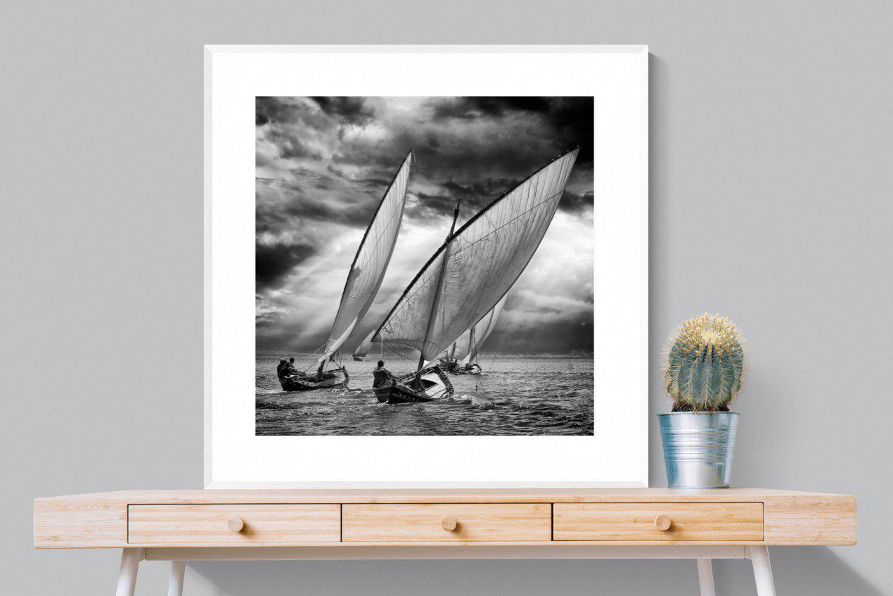 Regatta-Wall_Art-100 x 100cm-Framed Print-White-Pixalot