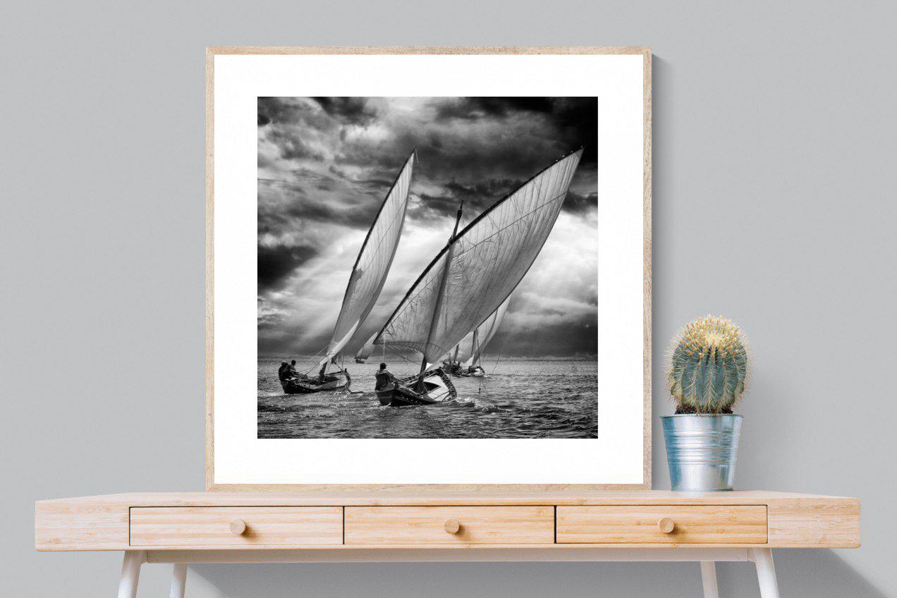 Regatta-Wall_Art-100 x 100cm-Framed Print-Wood-Pixalot