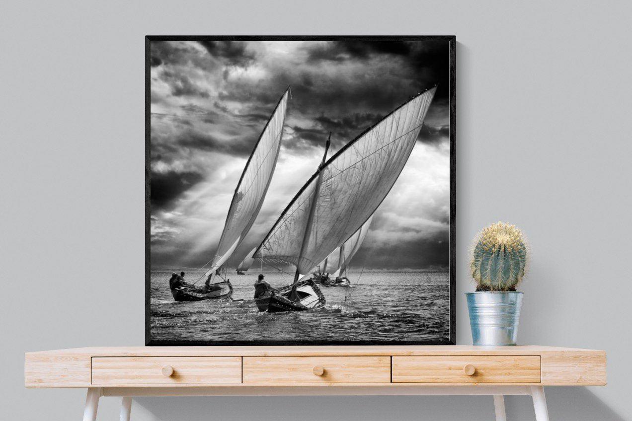 Regatta-Wall_Art-100 x 100cm-Mounted Canvas-Black-Pixalot